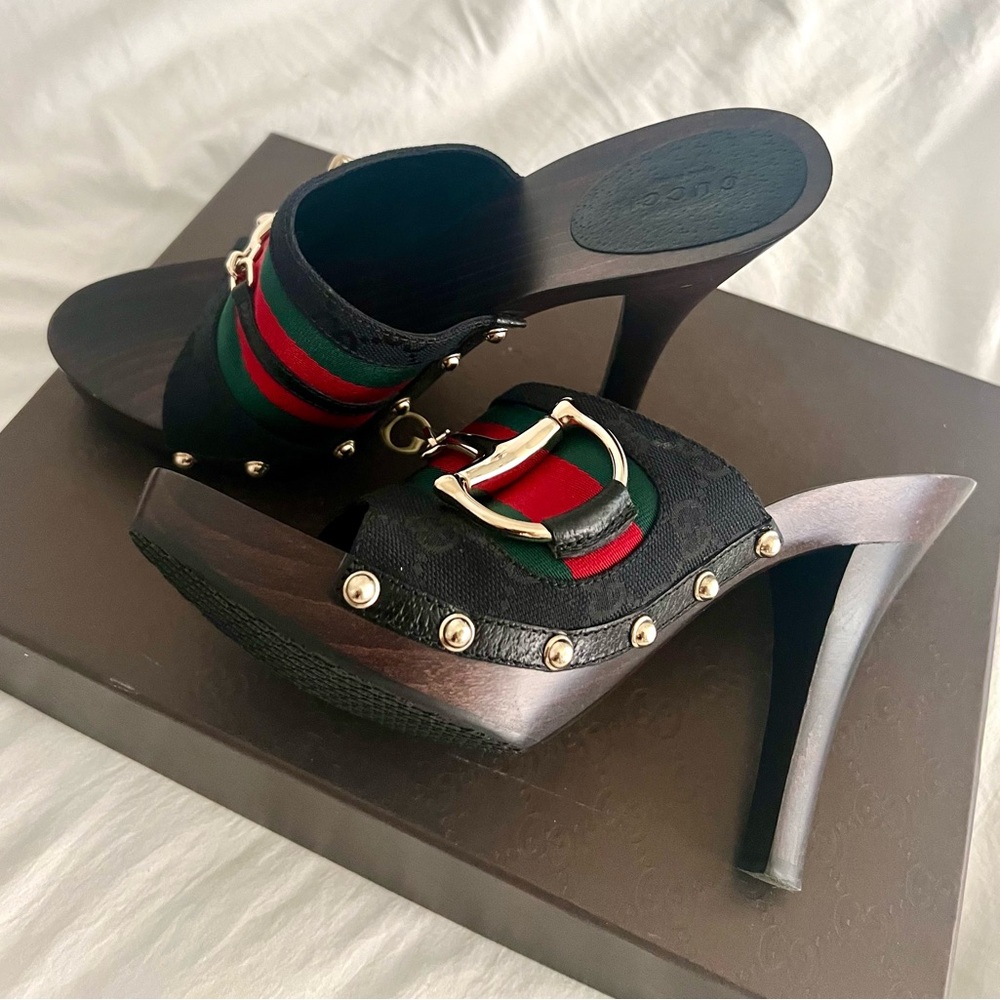 👑✅PRICE FIRM✅ AUTHENTIC Gucci Web Horsebit Black Heels - Picture 11 of 17